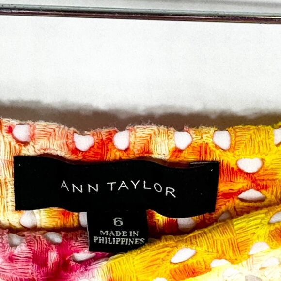 Ann Taylor Size 6 Skirt Maisie Daisy Tie Dye Handmade Yellow Red Eyelet 546‎ - Picture 10 of 11